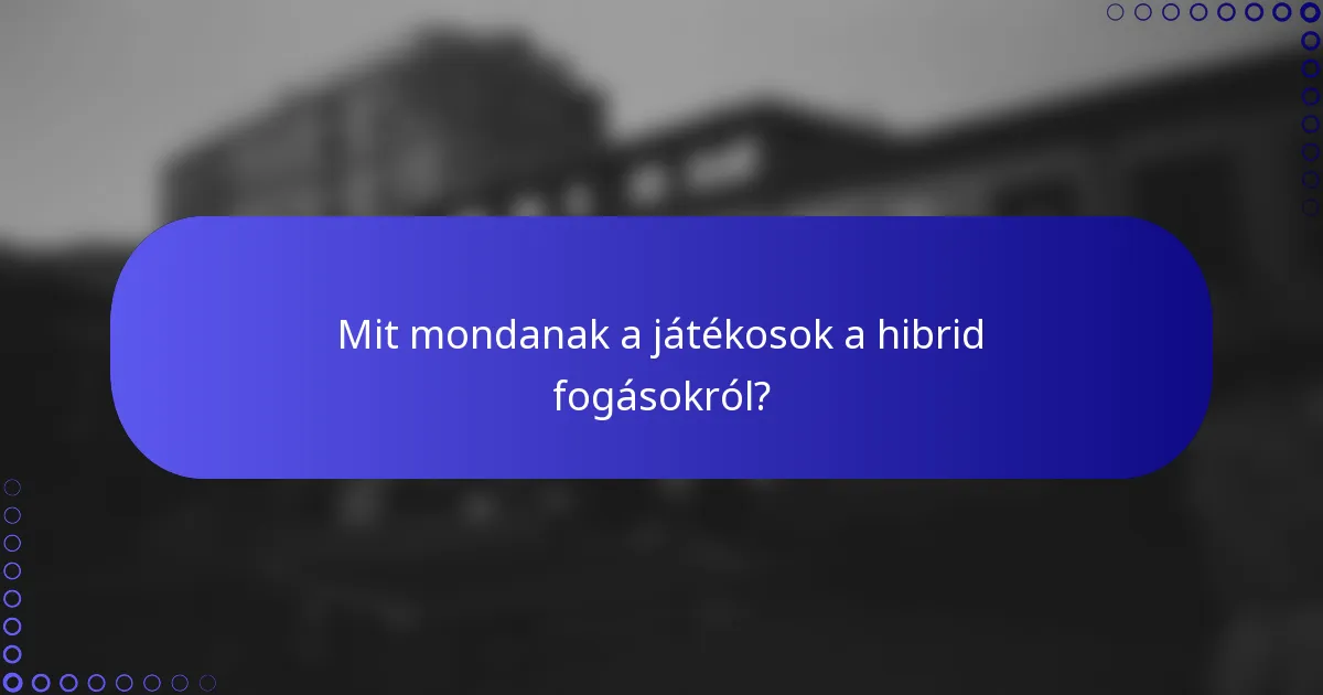 Mit mondanak a játékosok a hibrid fogásokról?